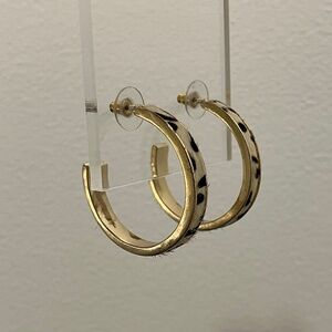 Black & White Spotted (Faux) Cowhair Hoop Earrings (NWOT)